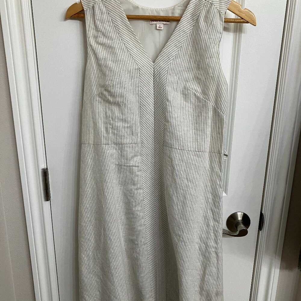 Classy summer dress, cream with gold pinstripe, Size S 4